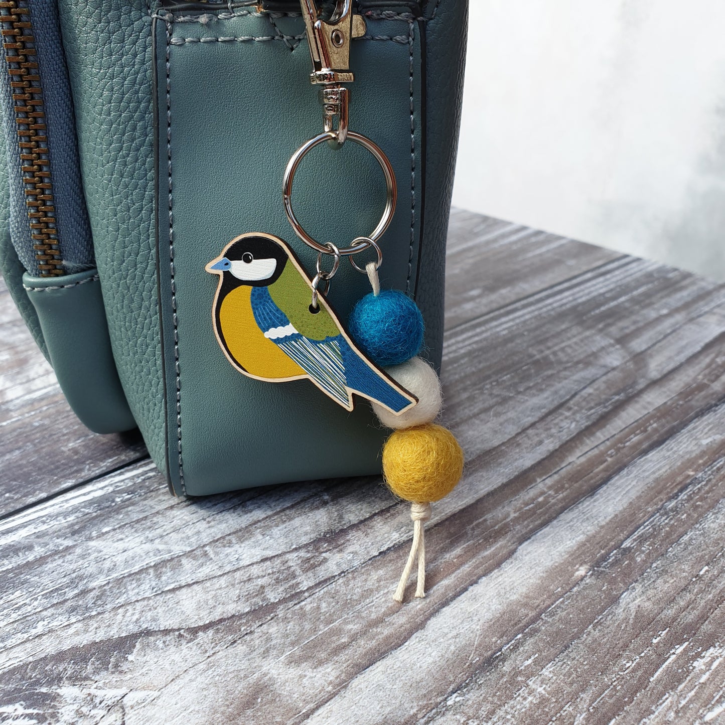 Great Tit Bag Charm Keyring