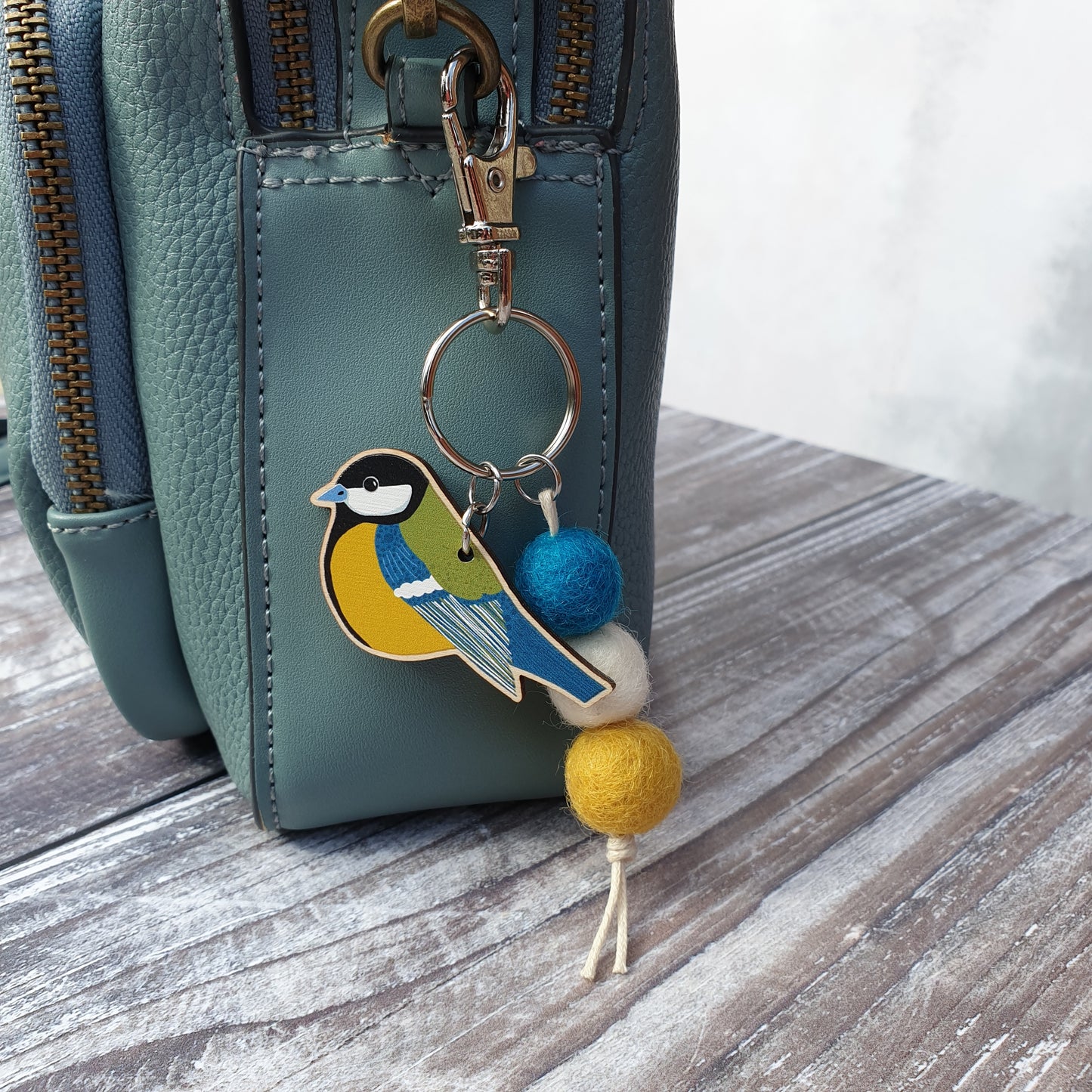 Great Tit Bag Charm Keyring