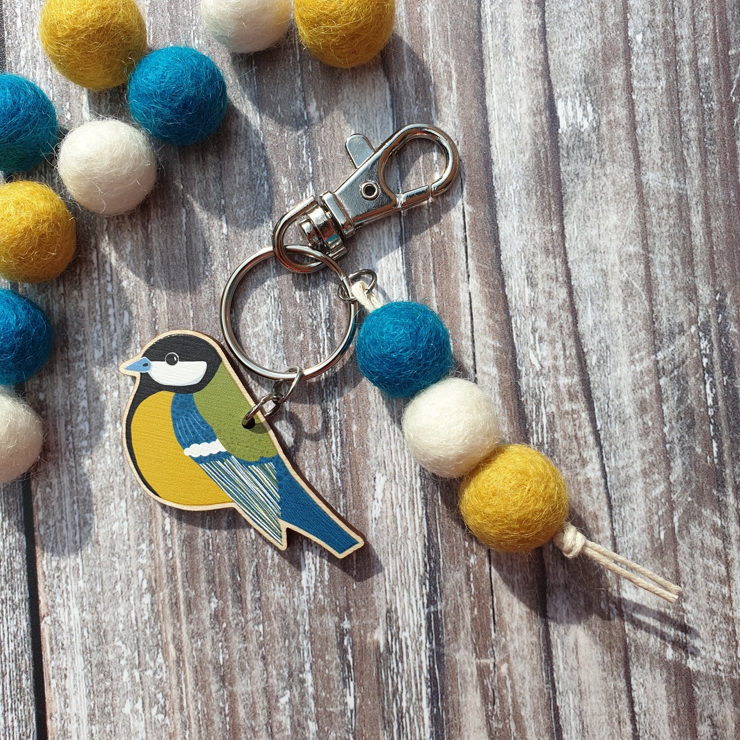 Great Tit Bag Charm Keyring