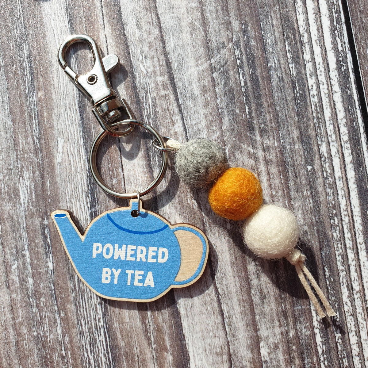 Powered by Tea Bag Charm Keyring