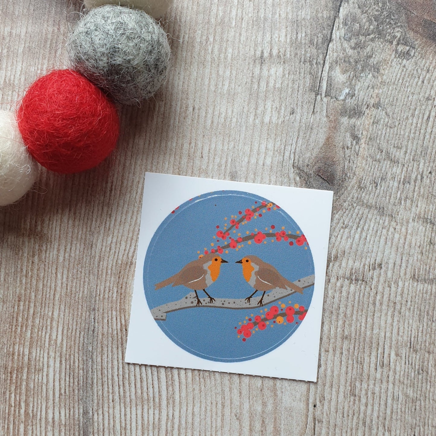 Two Robins 38mm Vinyl Sticker