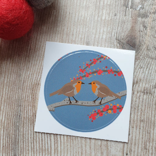 Two Robins 38mm Vinyl Sticker