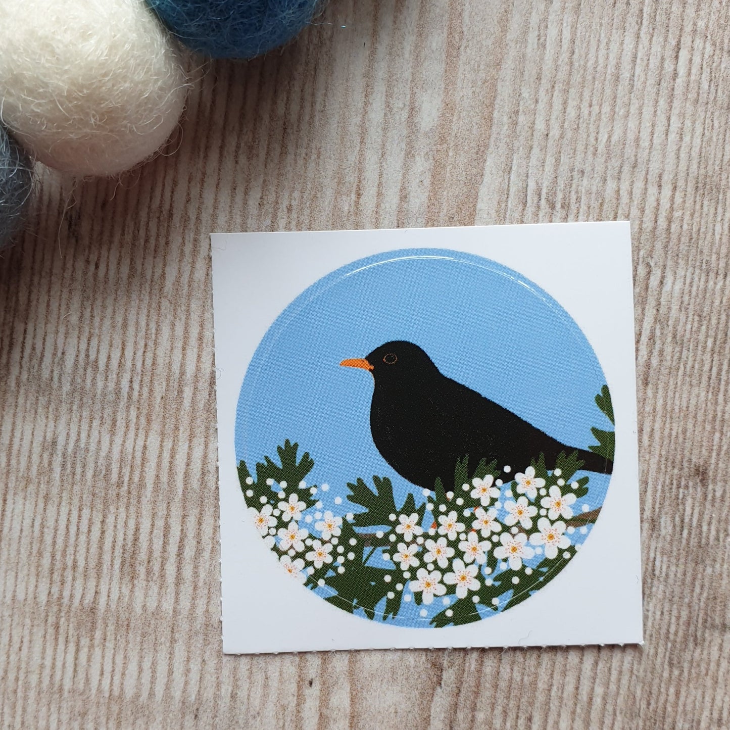 Blackbird and Blossom 38mm Vinyl Sticker