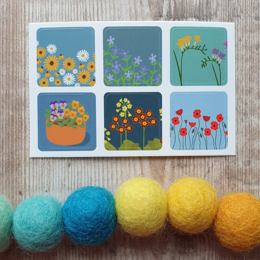 Spring and Summer Flowers Envelope Stickers - Set of 6