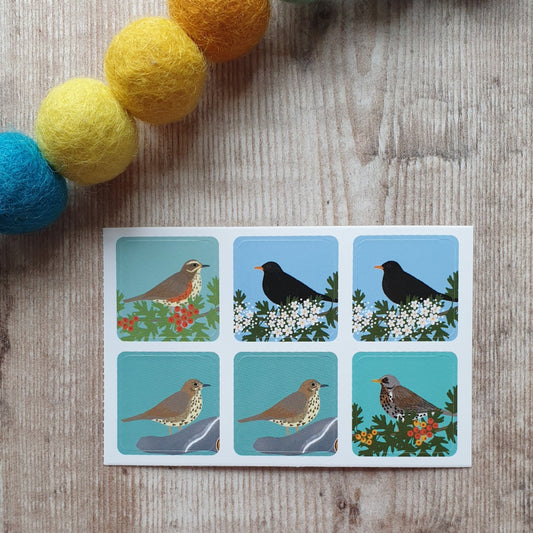 Thrushes Envelope Stickers - Set of 6