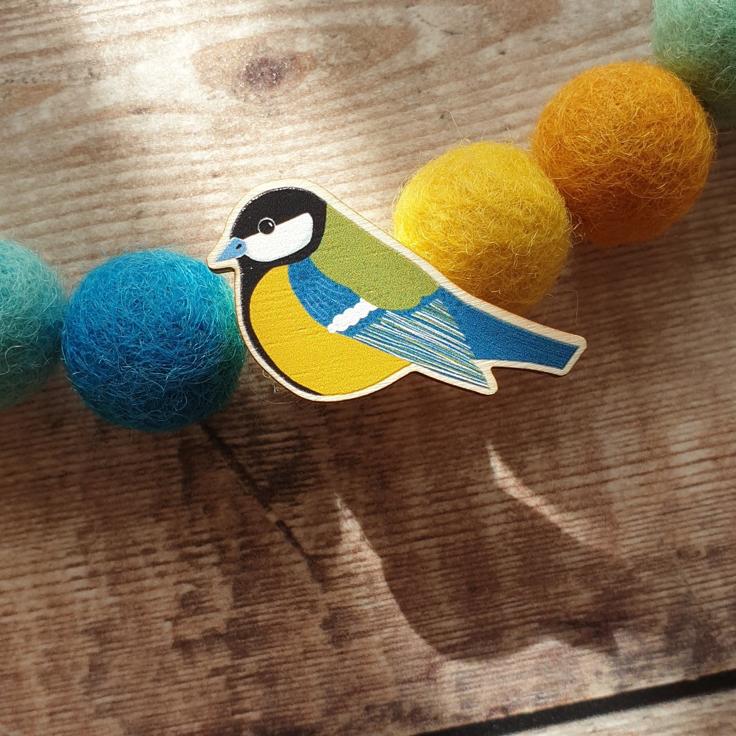 Great Tit Wooden Pin Brooch