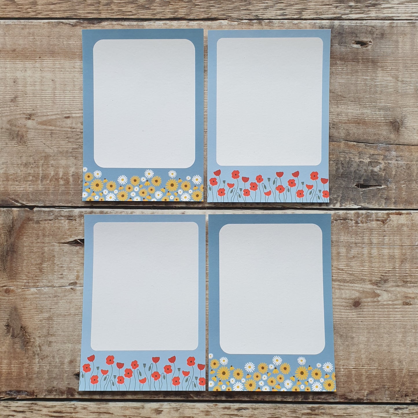 Poppies, Oxeye Daisies and Rudbeckias Gift Notes - Set of 4