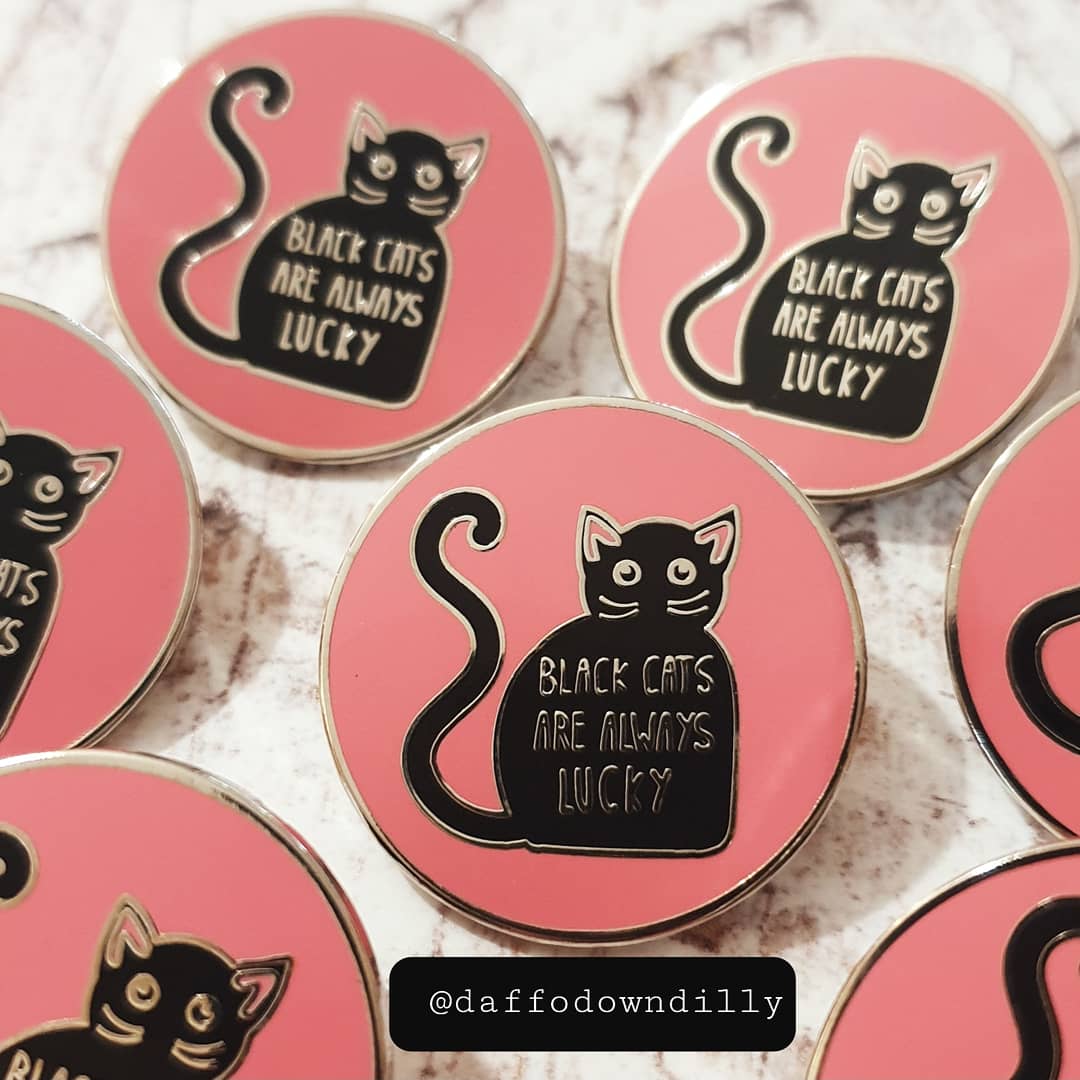 Black Cats Are Always Lucky Hard Enamel Brooch