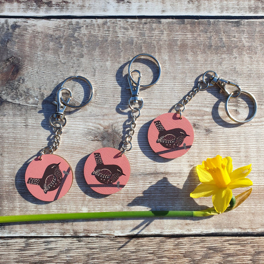 Jenny Wren Wooden Keyring