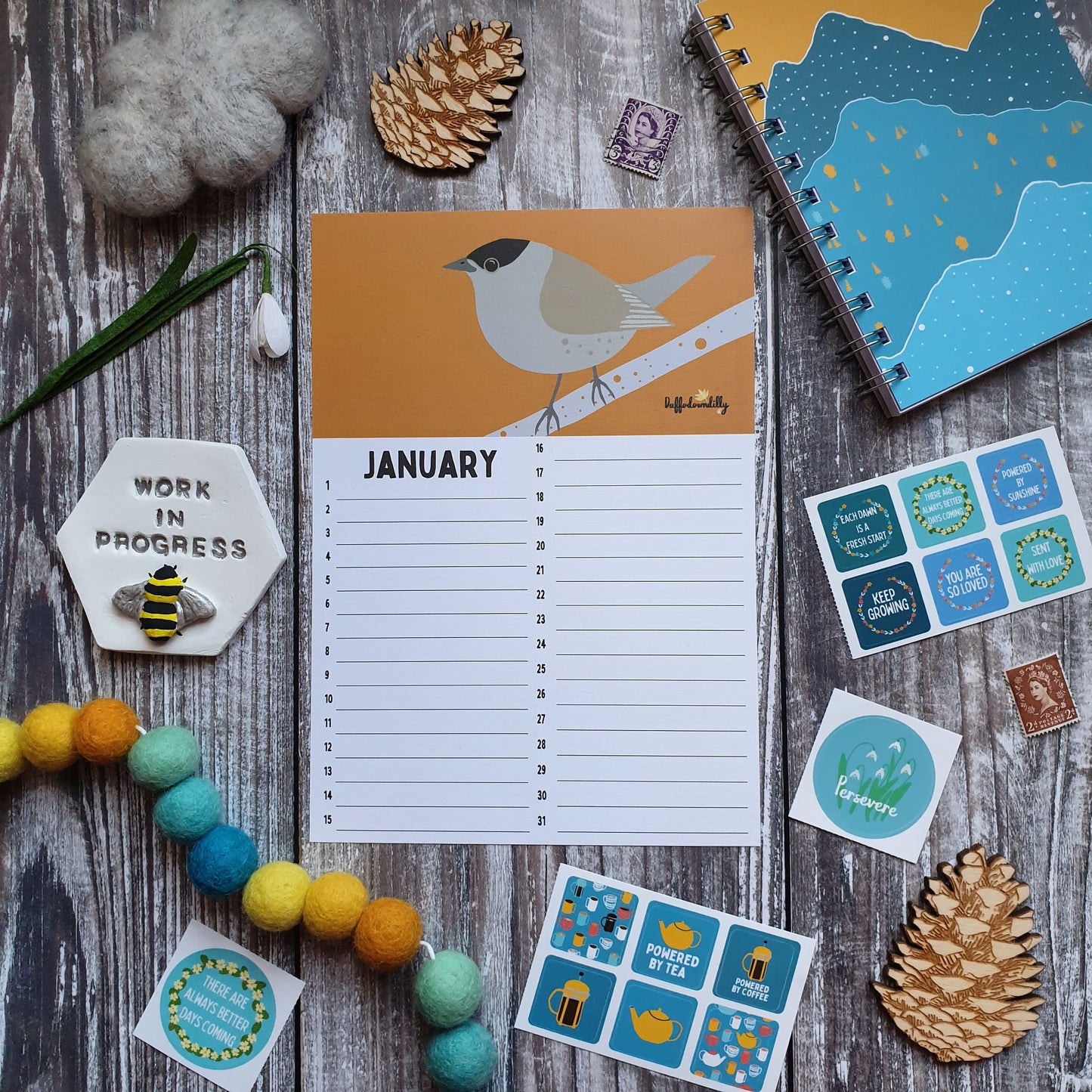 Perpetual A5 Calendar Sheets