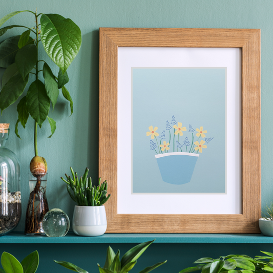 Spring Flower Basket Art Print