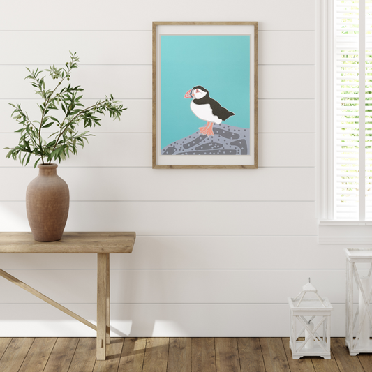 Standing Puffin Art Print