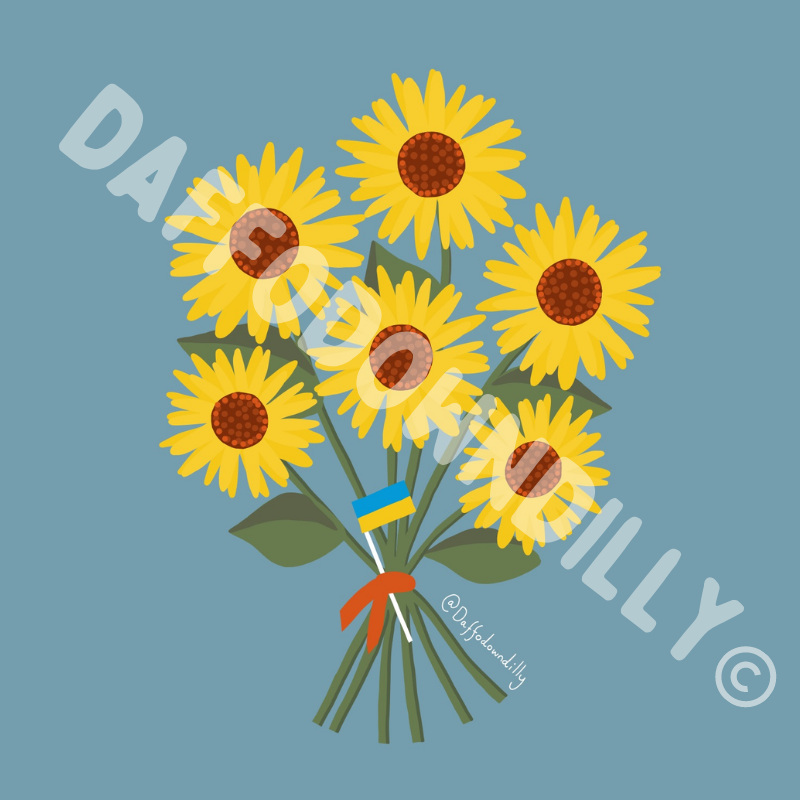 Sunflowers for Ukraine free phone wallpaper - blue background