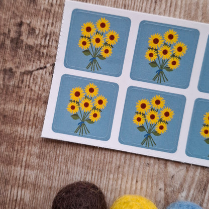 Sunflowers Envelope Stickers - Set of 6