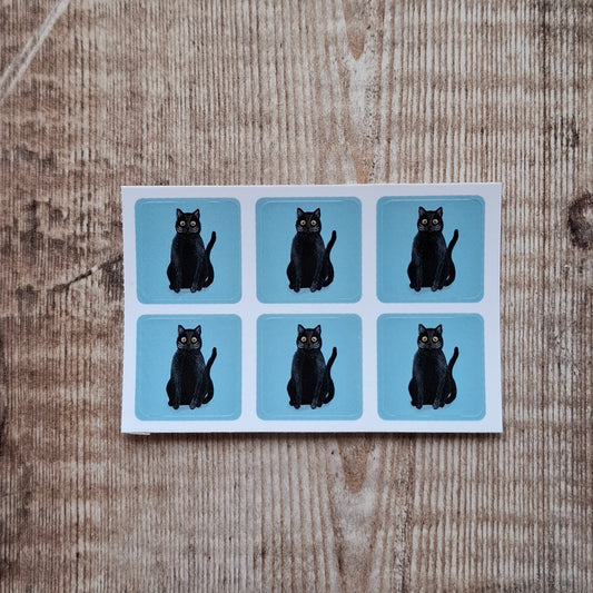 Black Cat Envelope Stickers - Set of 6