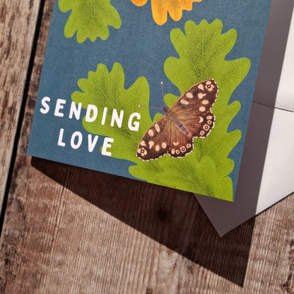 Sending Love Speckled Wood Butterfly Greeting Card