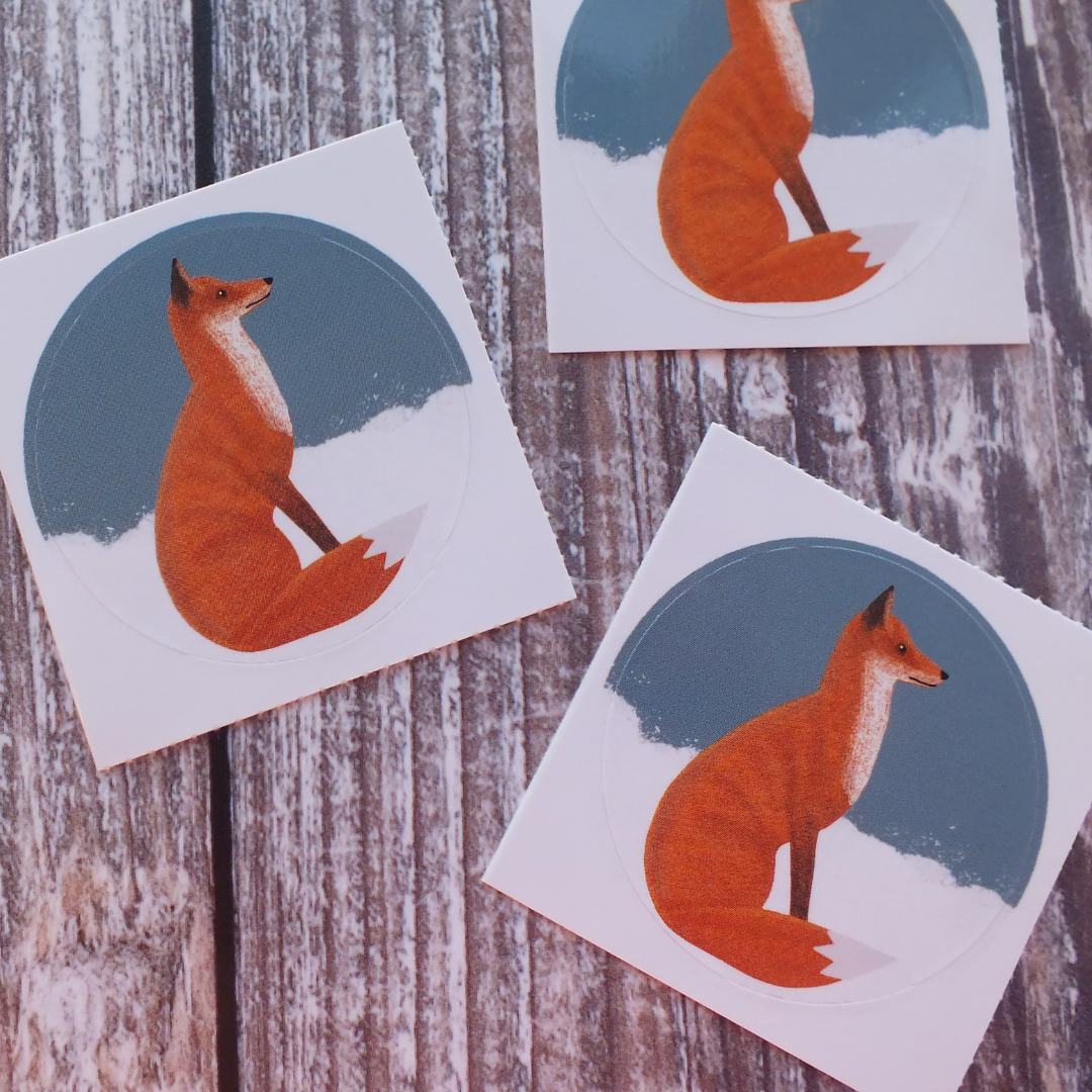 Fox in the Snow 38mm Vinyl Sticker
