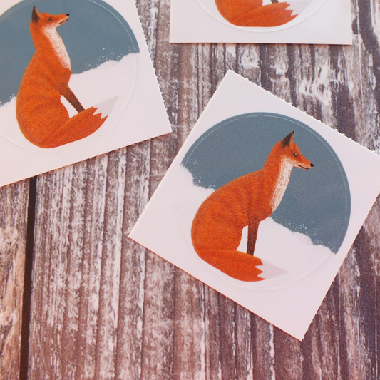 Fox in the Snow 38mm Vinyl Sticker