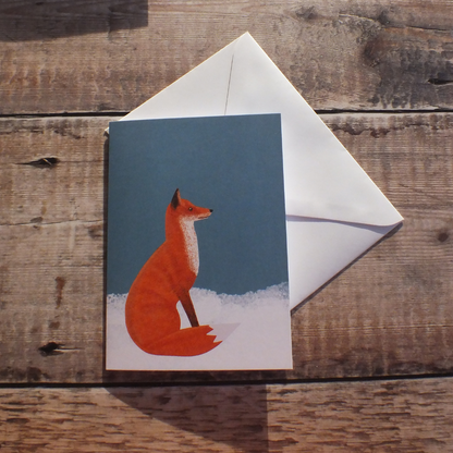 Fox in the snow Christmas Card (larger fox)