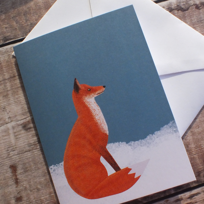 Fox in the snow Christmas Card (larger fox)