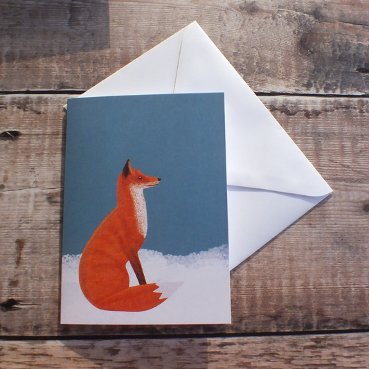 Fox in the snow Christmas Card (larger fox)