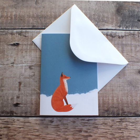 Fox in the snow Christmas Card (smaller fox)