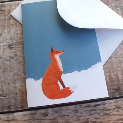Fox in the snow Christmas Card (smaller fox)