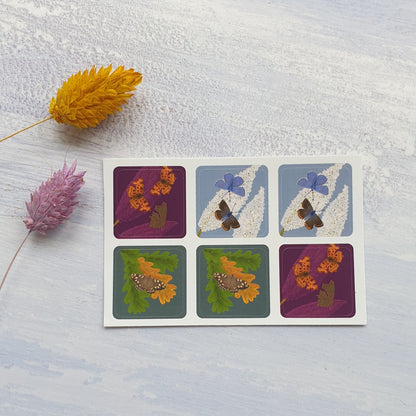 Butterflies Envelope Stickers - Set of 6