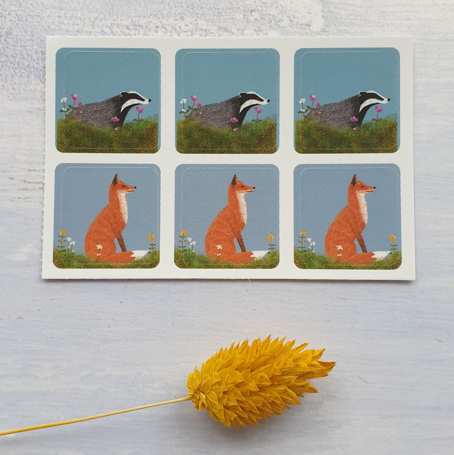 Fox and Badger Envelope Stickers - Set of 6