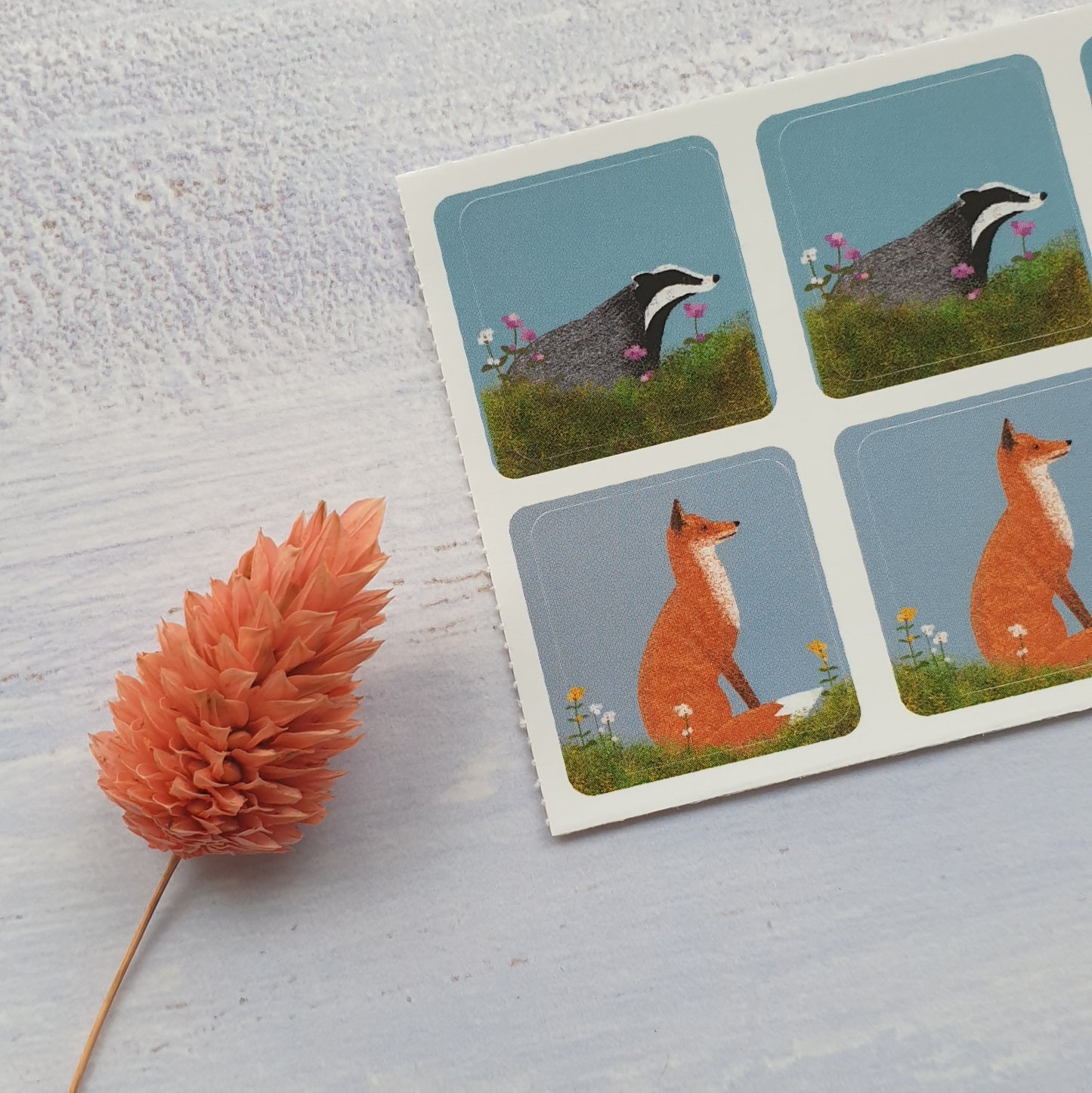 Fox and Badger Envelope Stickers - Set of 6