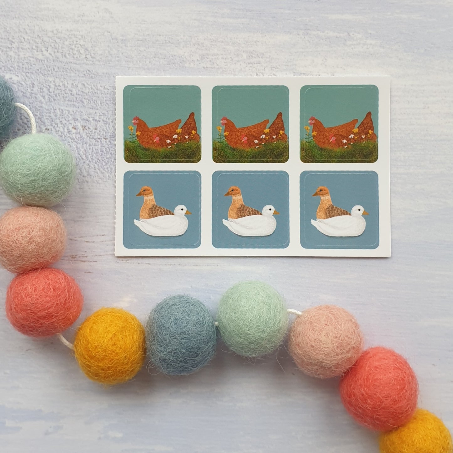 Hens and Call Ducks Envelope Stickers - Set of 6