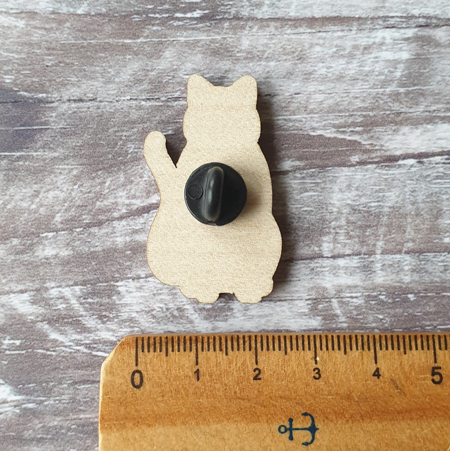 Ginger Cat Wooden Lapel Pin Brooch