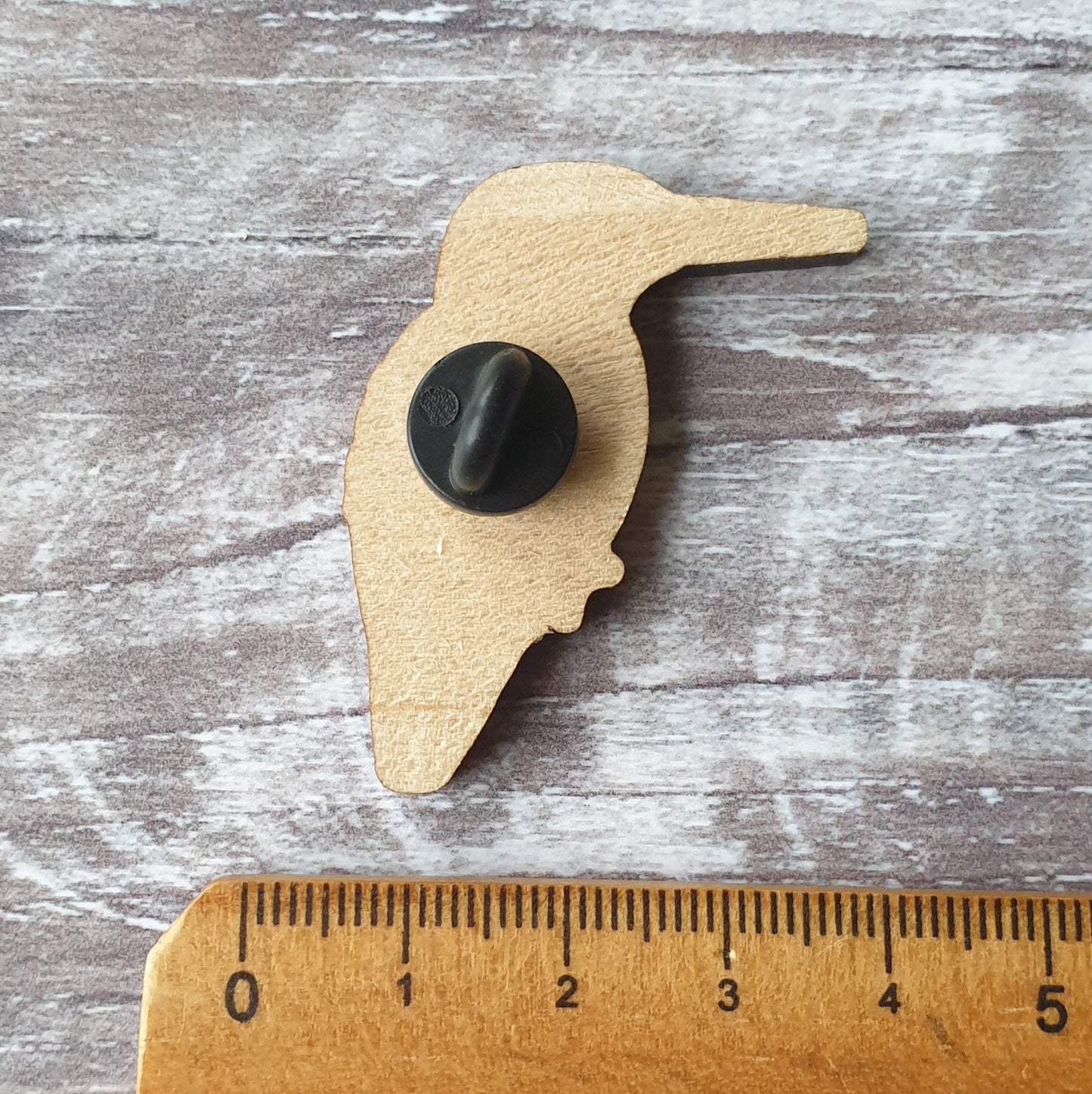 Kingfisher Wooden Lapel Pin Brooch