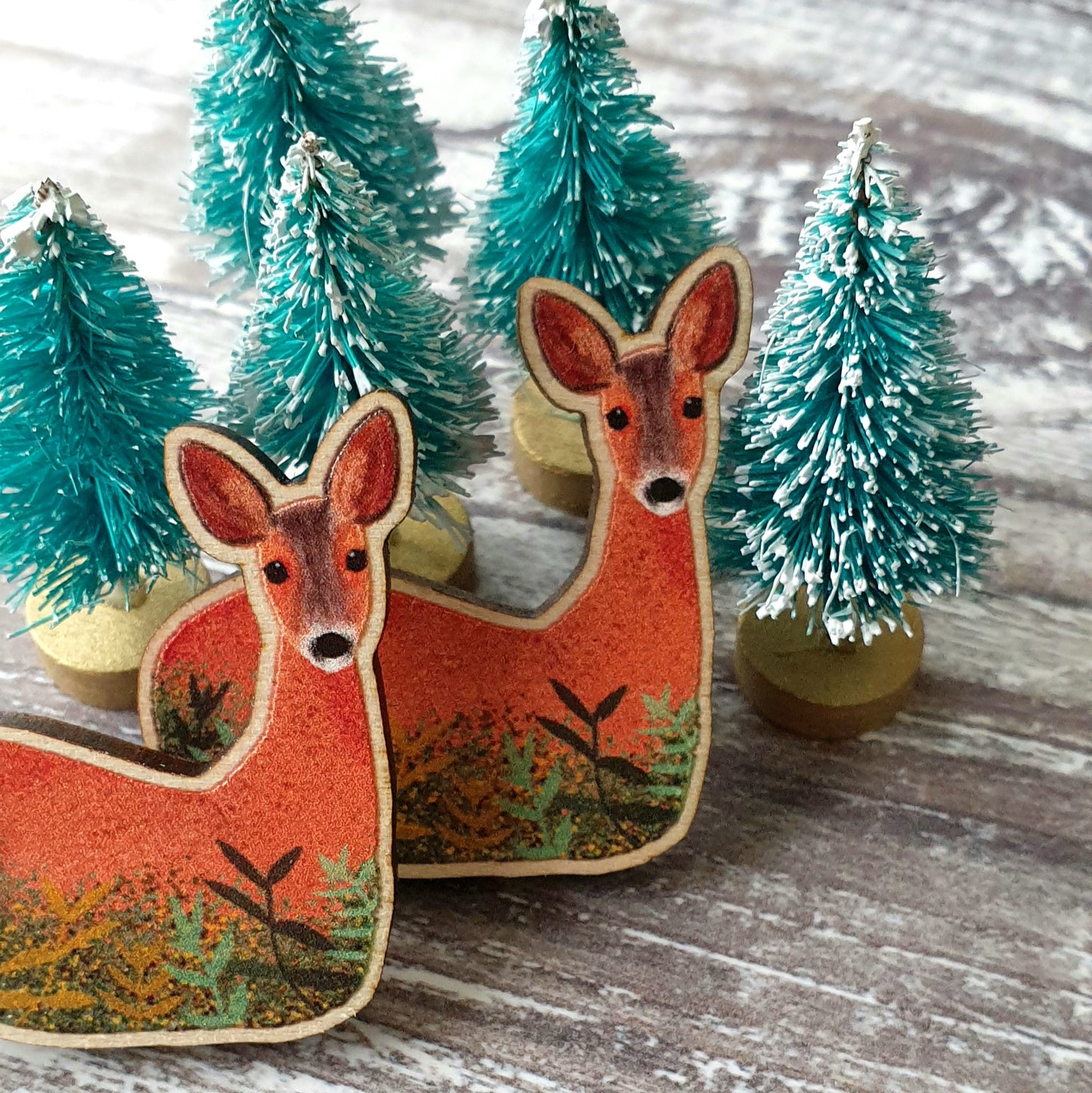 Roe Deer Wooden Lapel Pin Brooch