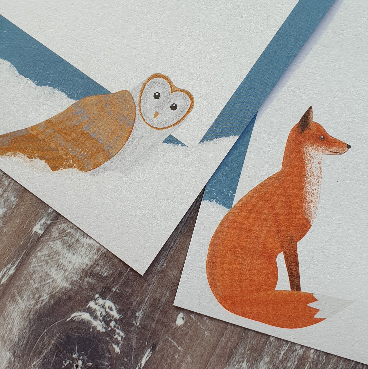 Fox and Barn Owl in the Snow Gift Note Set