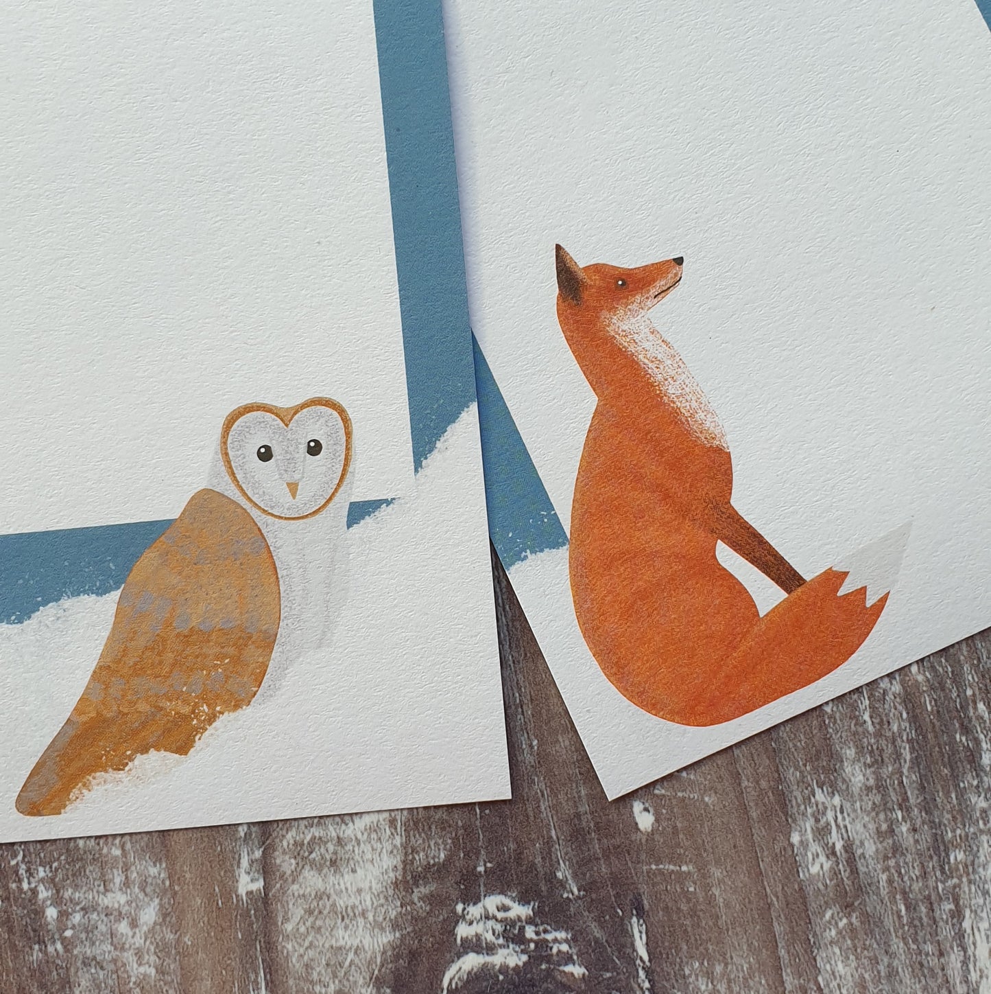 Fox and Barn Owl in the Snow Gift Note Set