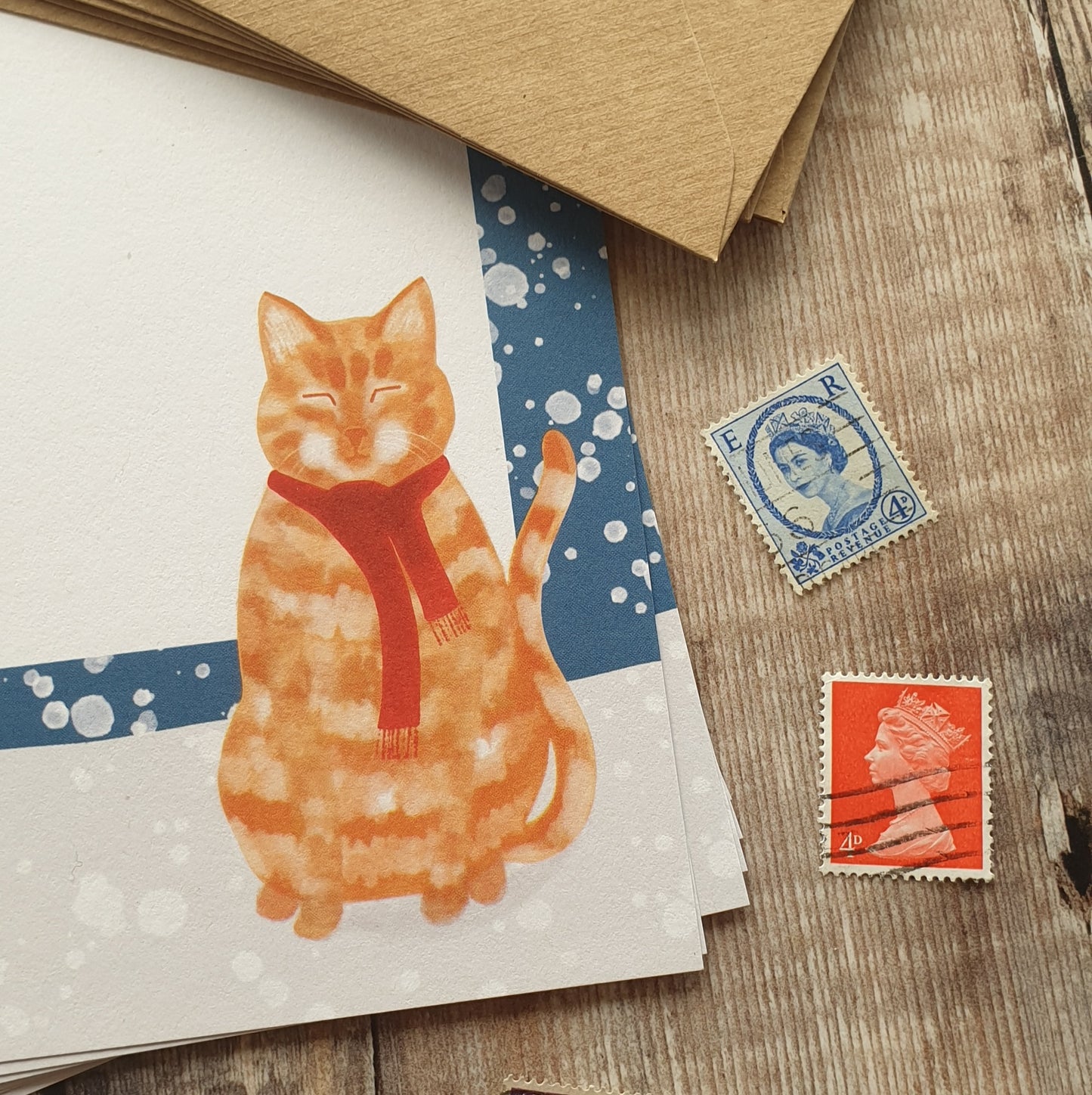 Ginger Cat in the Snow A5 Writing Paper Set