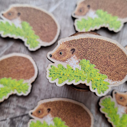 Hedgehog (new design) Wooden Brooch Pin