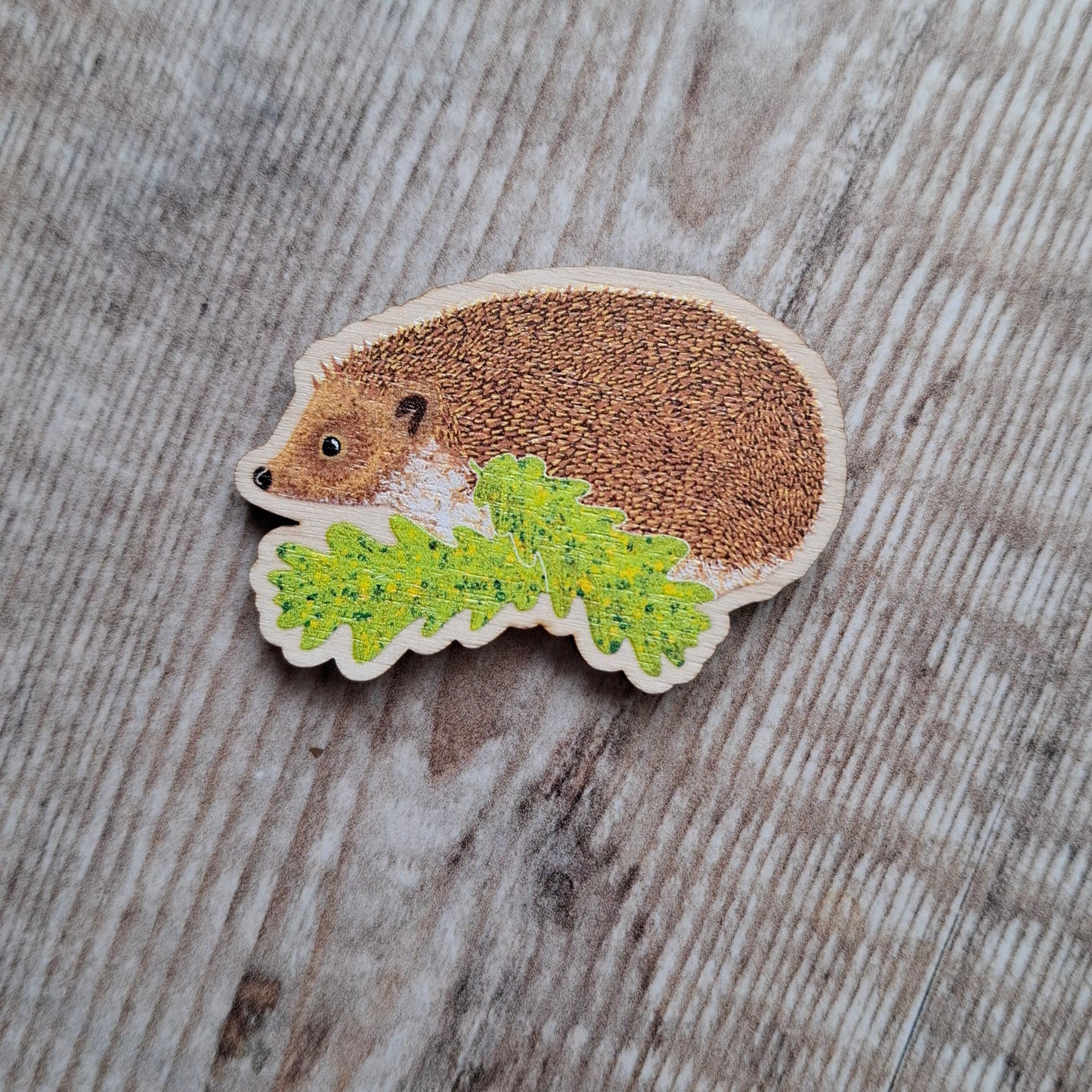 Hedgehog (new design) Wooden Brooch Pin