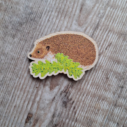 Hedgehog (new design) Wooden Brooch Pin