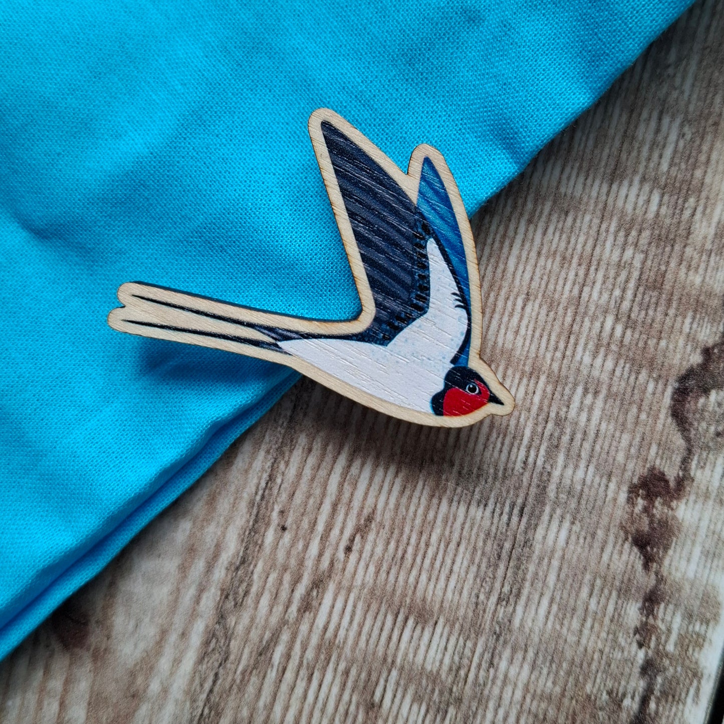 Swallow Wooden Brooch Pin