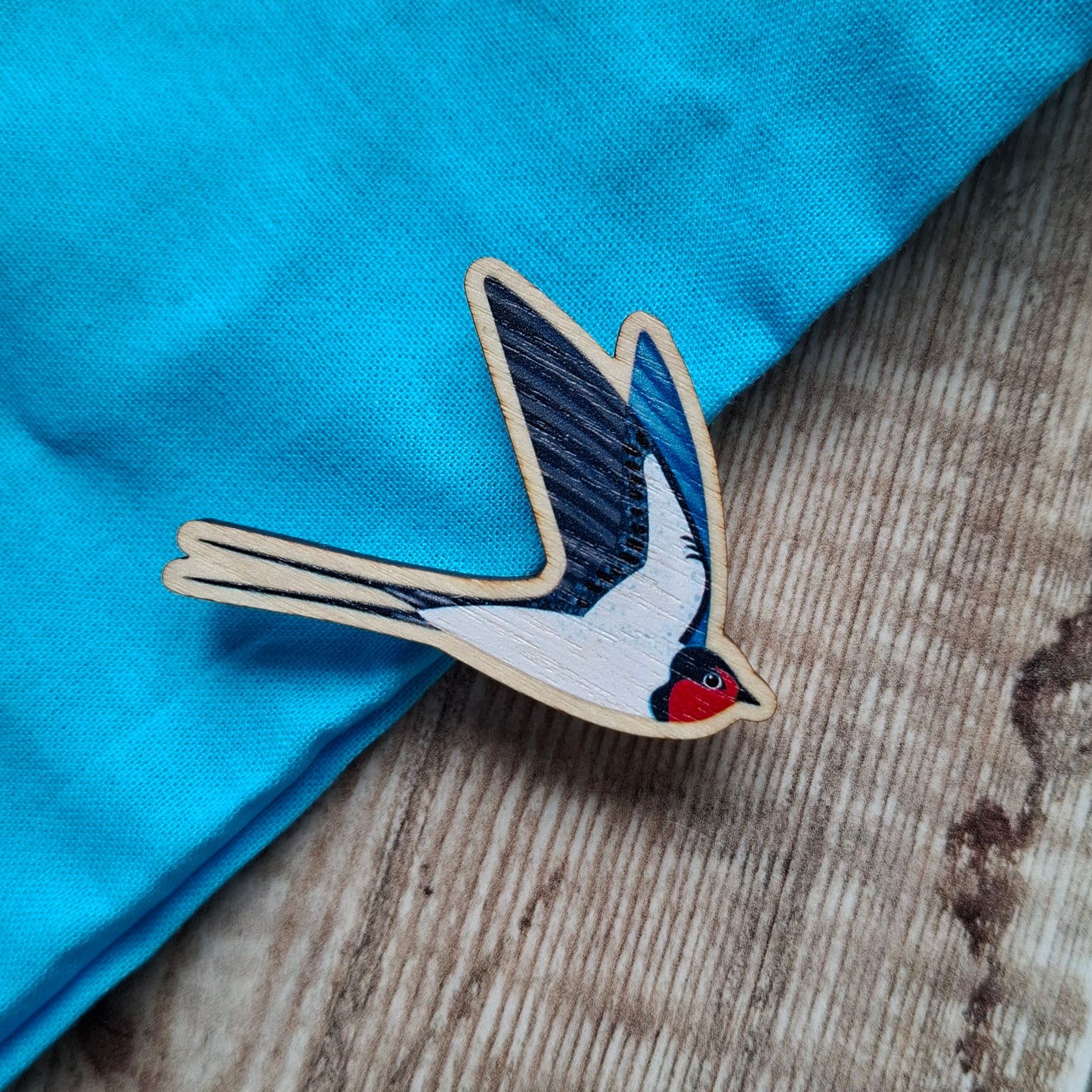 Swallow Wooden Brooch Pin
