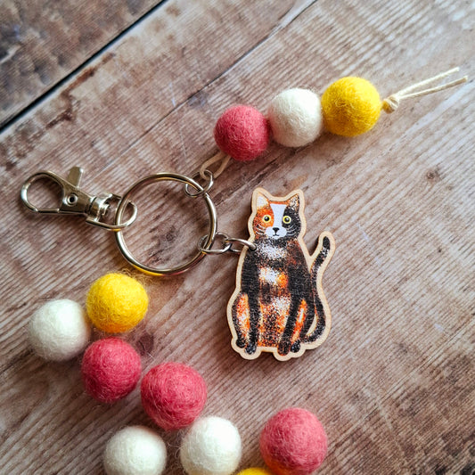 Calico Cat Bag Charm Keyring