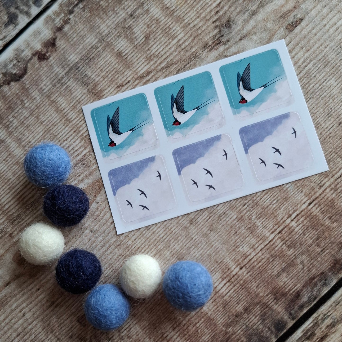 Swifts and Swallows Envelope Stickers - Set of 6