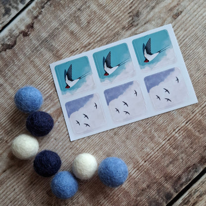 Swifts and Swallows Envelope Stickers - Set of 6