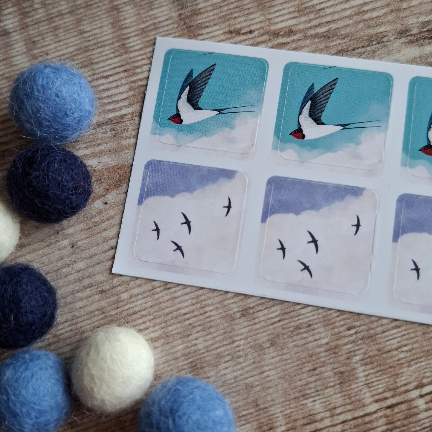 Swifts and Swallows Envelope Stickers - Set of 6