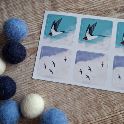 Swifts and Swallows Envelope Stickers - Set of 6