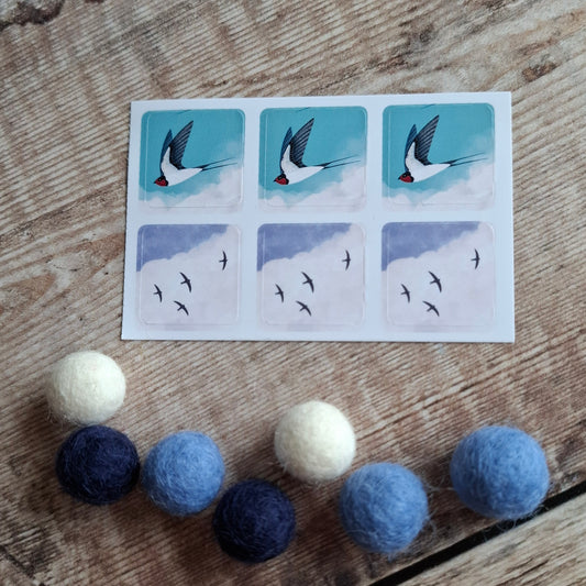 Swifts and Swallows Envelope Stickers - Set of 6