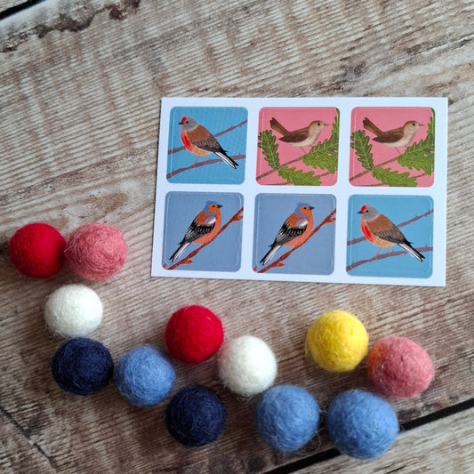 Linnet, Chaffinch and Nightingale Envelope Stickers - Set of 6