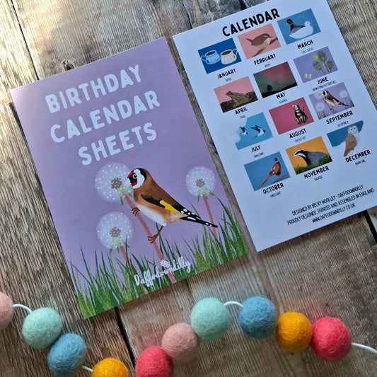 Birthday Calendar Sheets (new for 2025)